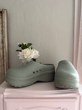 adidas Women's Platform Clogs in Sage Green